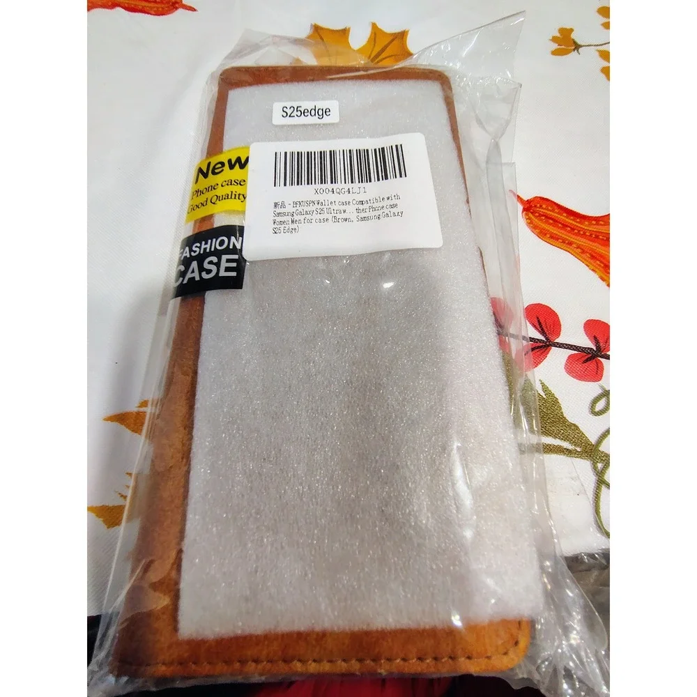 Brown Leather Wallet Case for Samsung Galaxy S25 Edge Magnetic Folio Cover